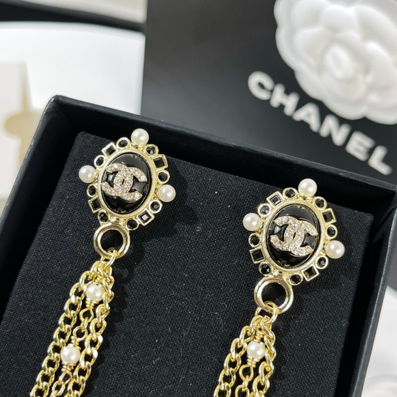 ☑️CHANEL香奈儿双c珍珠流苏耳钉耳环 - Image 6