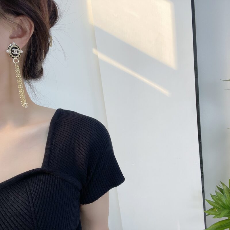 ☑️CHANEL香奈儿双c珍珠流苏耳钉耳环 - Image 8
