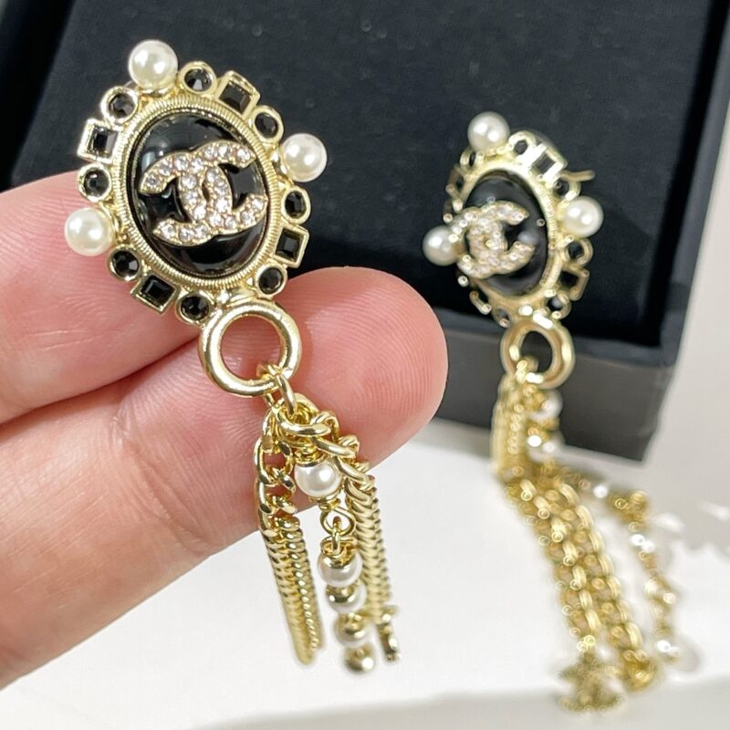 ☑️CHANEL香奈儿双c珍珠流苏耳钉耳环 - Image 9