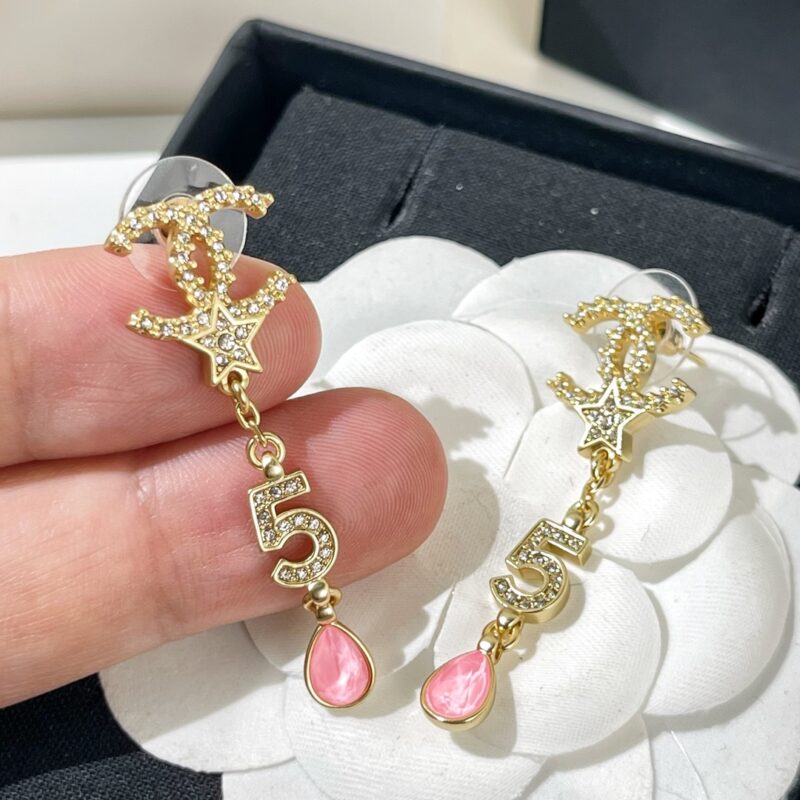 ☑️CHANEL香奈儿双c粉钻水滴耳钉耳环 - Image 8