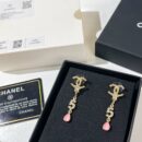 ☑️CHANEL香奈儿双c粉钻水滴耳钉耳环