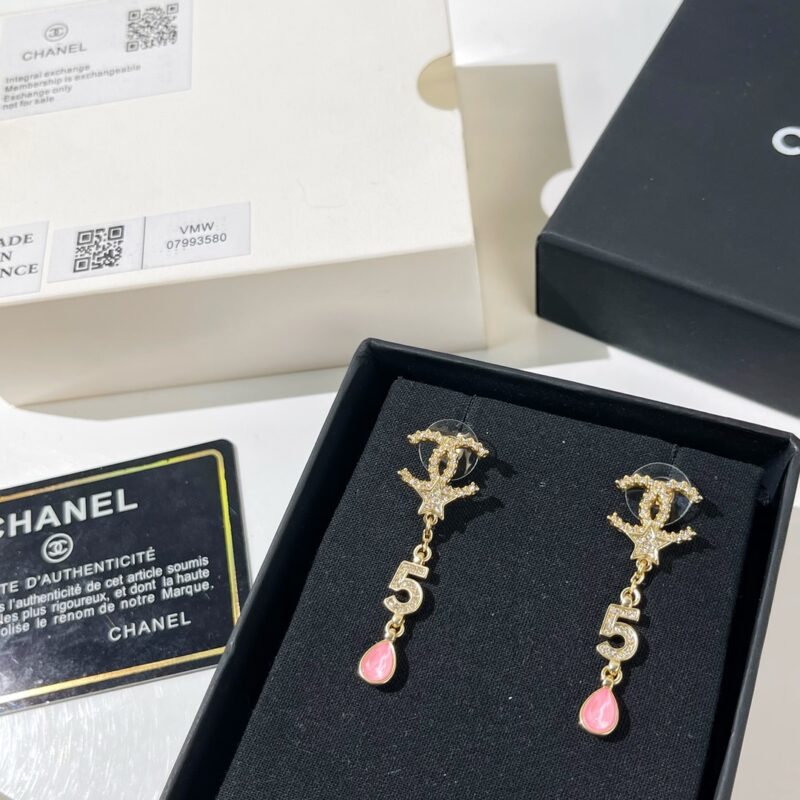 ☑️CHANEL香奈儿双c粉钻水滴耳钉耳环 - Image 6