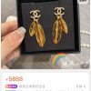 ☑️CHANEL香奈儿双c金色树叶子耳钉耳环