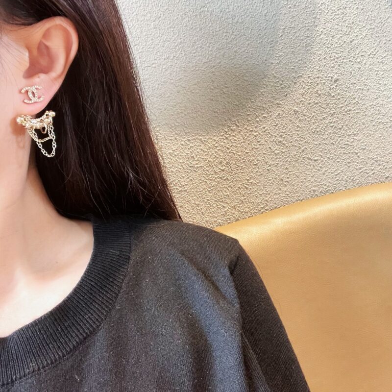 ☑️CHANEL香奈儿双c不对称耳钉耳夹 - Image 7