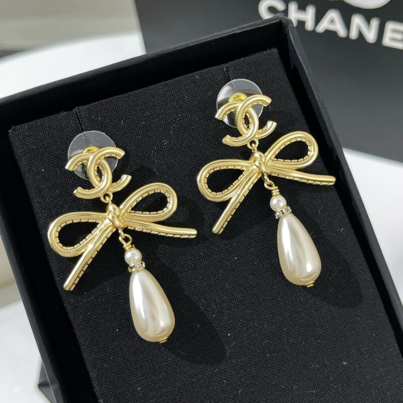 ☑️CHANEL香奈儿 双c 蝴蝶结 珍珠 耳钉耳环 - Image 8