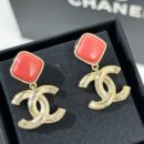 ☑️CHANEL香奈儿 双c 粉色菱形 耳钉耳环