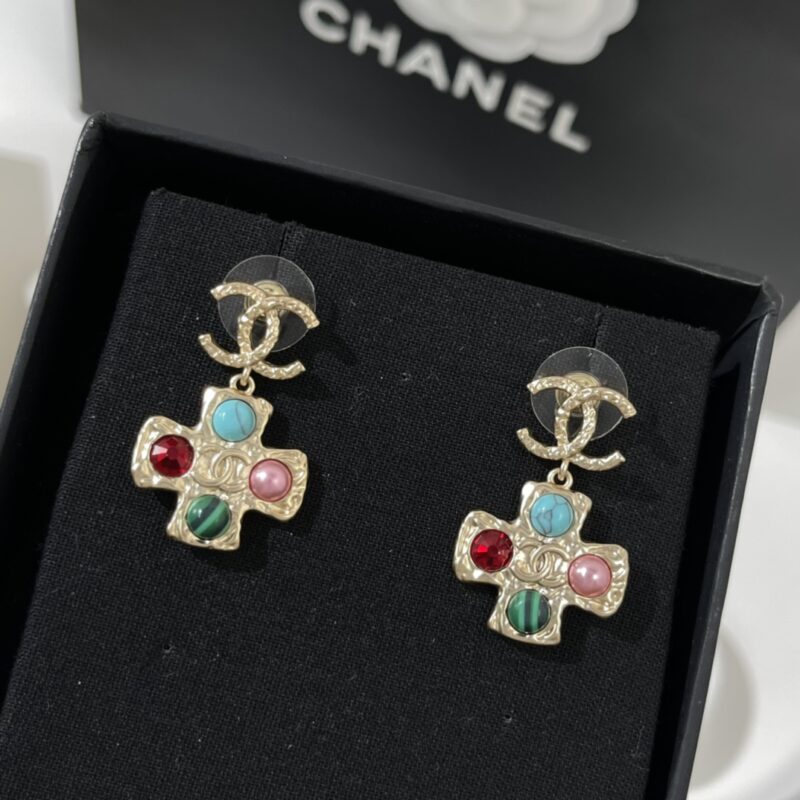 ☑️CHANEL香奈儿双c十字珍珠耳钉耳环 - Image 8