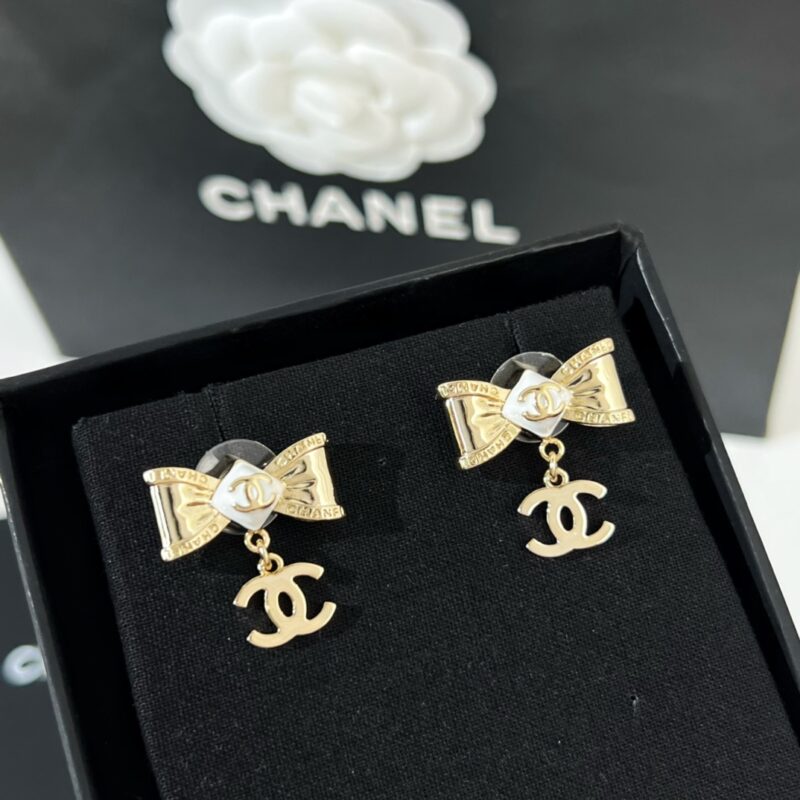 ☑️CHANEL香奈儿双c蝴蝶结耳钉耳环 - Image 8