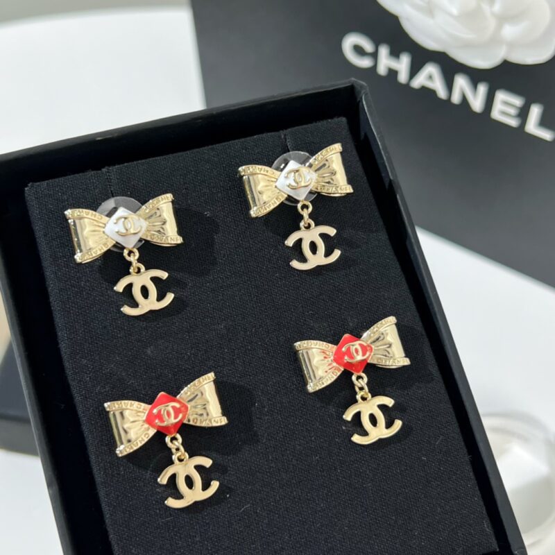 ☑️CHANEL香奈儿双c蝴蝶结耳钉耳环 - Image 6