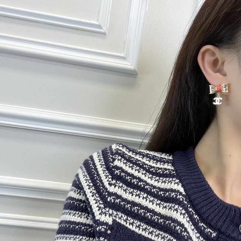 ☑️CHANEL香奈儿双c蝴蝶结耳钉耳环 - Image 11