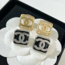 ☑️CHANEL香奈儿双c方形黑白耳钉耳环