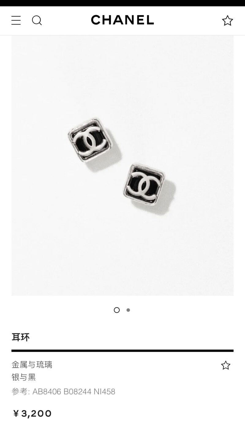 ☑️CHANEL香奈儿双c方形黑白耳钉耳环 - Image 4