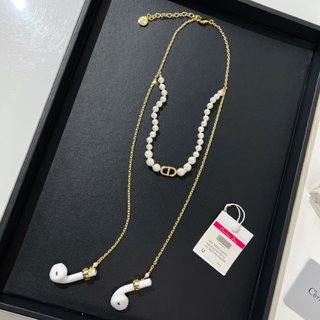 ☑️DIOR迪奥满钻CD珍珠耳机链
