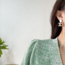 ☑️CHANEL香奈儿 双c 白色菱形 耳钉耳环