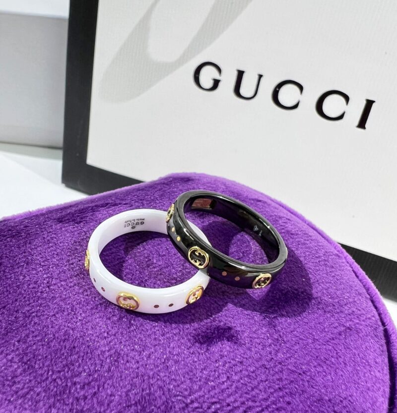 Gucci窄版黑白陶瓷戒指 - Image 6