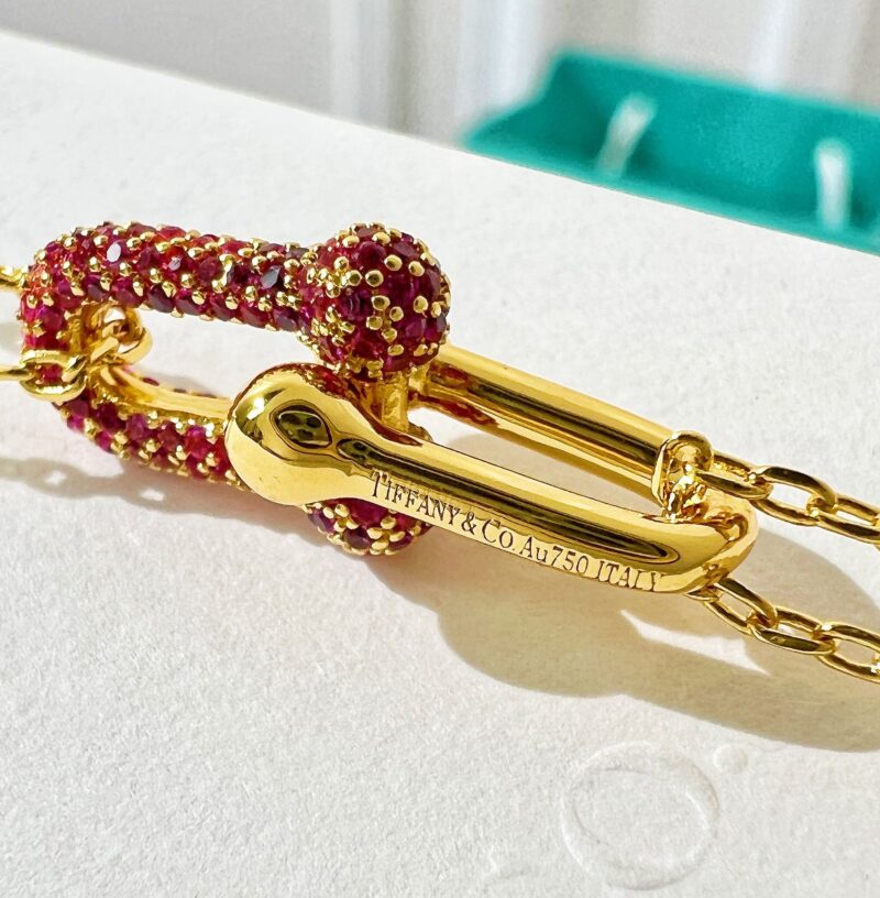 Tiffany&co 蒂芙尼粉钻满钻双链环项链 - Image 7