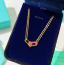 Tiffany&co 蒂芙尼粉钻满钻双链环项链