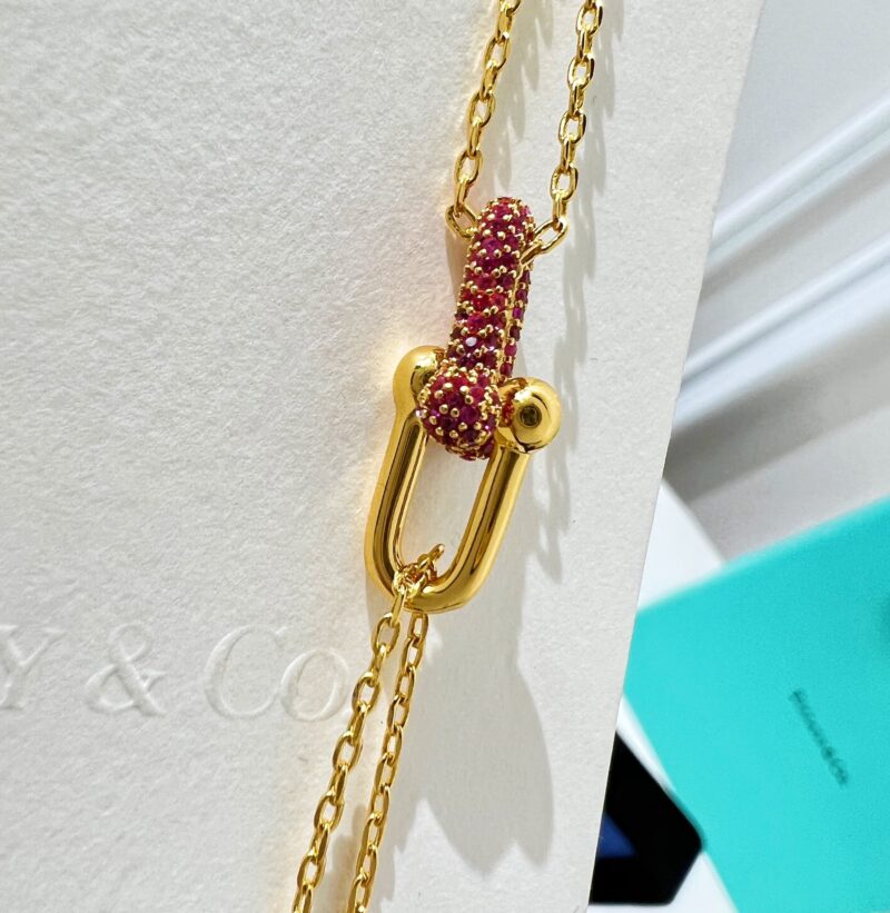 Tiffany&co 蒂芙尼粉钻满钻双链环项链 - Image 8