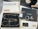 ☑️CHANEL香奈儿双c 黑皮绳蝴蝶结毛衣链项链