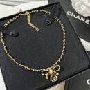 ☑️CHANEL香奈儿双c 黑皮绳蝴蝶结项链
