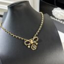 ☑️CHANEL香奈儿双c 黑皮绳蝴蝶结项链