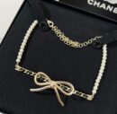 ☑️CHANEL香奈儿双c蝴蝶结珍珠项链