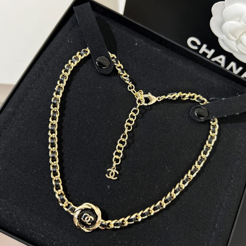 ☑️CHANEL香奈儿双c 黑皮绳项链颈链 - Image 6