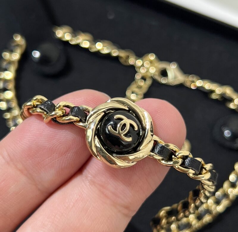 ☑️CHANEL香奈儿双c 黑皮绳项链颈链 - Image 8