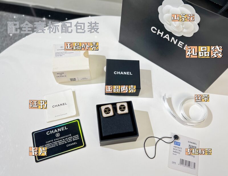 ☑️CHANEL香奈儿双c 方形耳钉耳环 - Image 2