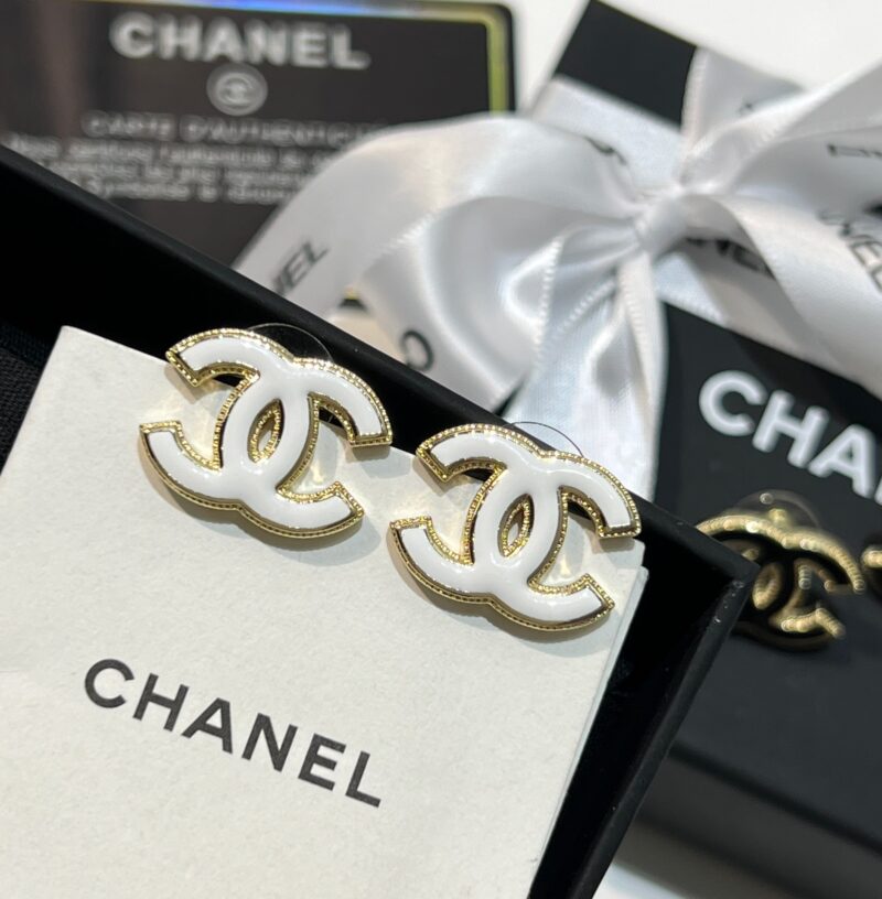 ☑️CHANEL香奈儿双c 珐琅滴油黑白耳钉耳环 - Image 11