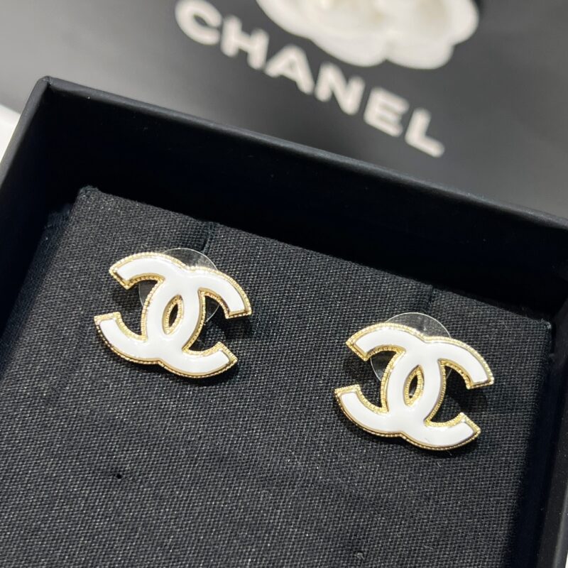 ☑️CHANEL香奈儿双c 珐琅滴油黑白耳钉耳环 - Image 7