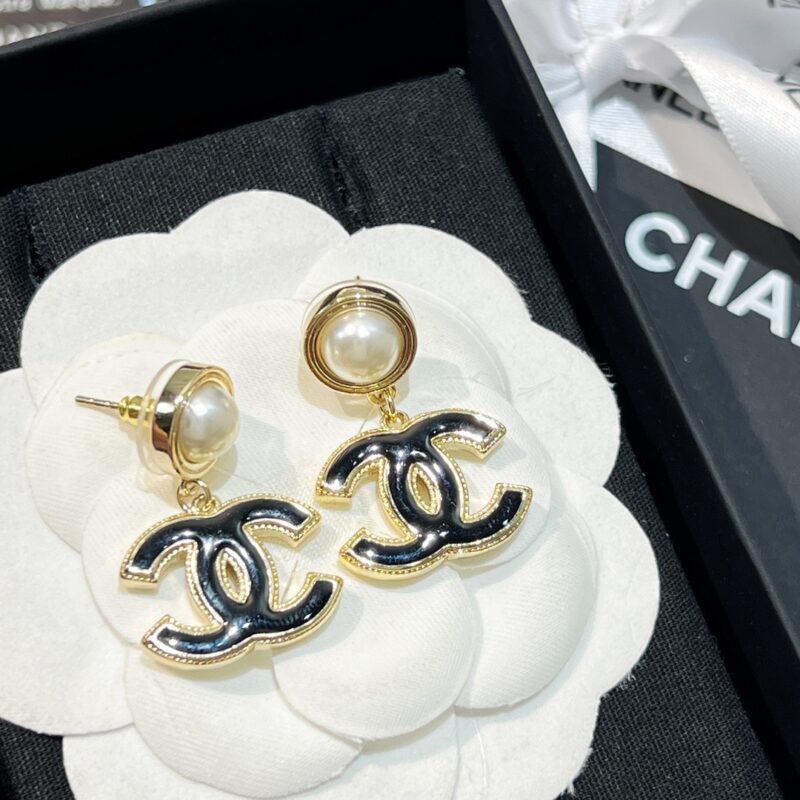 ☑️CHANEL香奈儿双c 珍珠珐琅滴油耳钉耳环 - Image 8