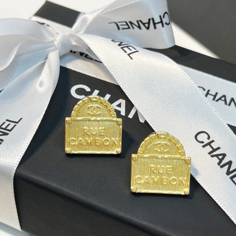☑️CHANEL香奈儿双c金色包包👜耳钉耳环 - Image 7