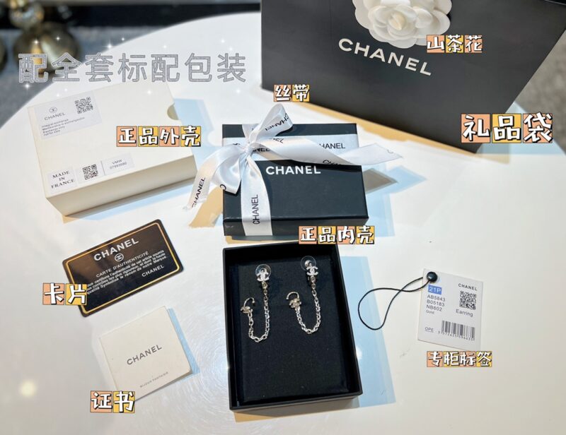 ☑️CHANEL香奈儿双c满钻耳钉耳夹 - Image 3