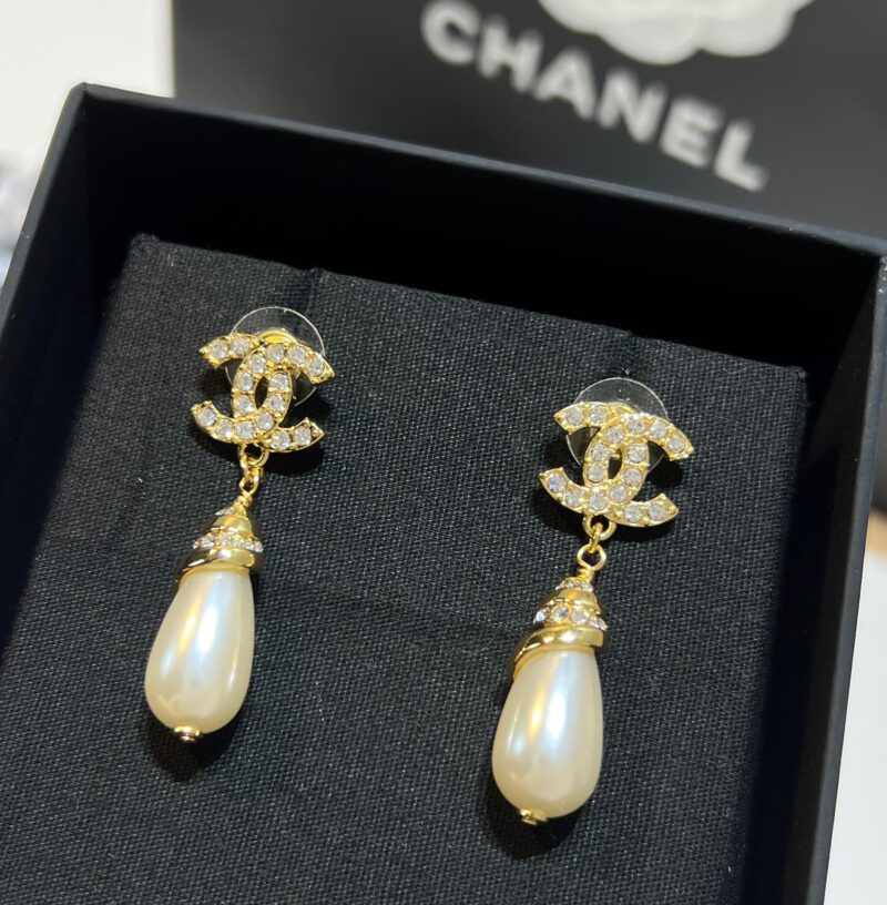 ☑️CHANEL香奈儿双c满钻珍珠耳钉耳环 - Image 7