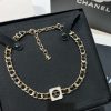 ☑️CHANEL香奈儿双c 方形黑皮绳项链颈链