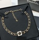 ☑️CHANEL香奈儿双c 方形黑皮绳项链颈链