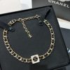 ☑️CHANEL香奈儿双c 方形黑皮绳项链颈链