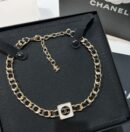☑️CHANEL香奈儿双c 方形黑皮绳项链颈链