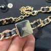 ☑️CHANEL香奈儿双c 方形黑皮绳项链颈链