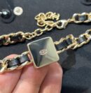 ☑️CHANEL香奈儿双c 方形黑皮绳项链颈链