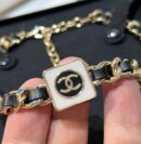 ☑️CHANEL香奈儿双c 方形黑皮绳项链颈链