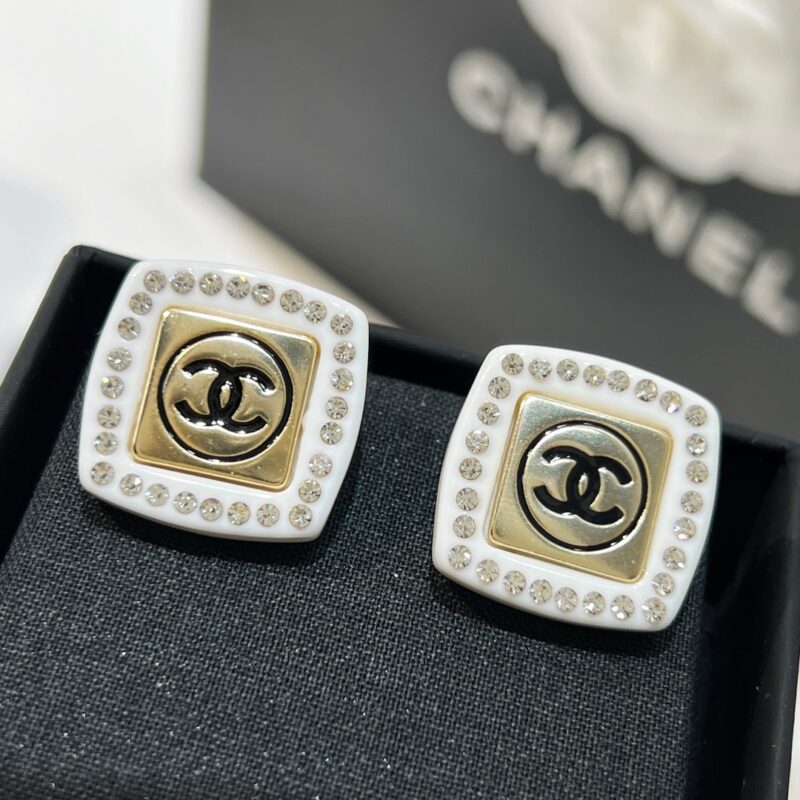 ☑️CHANEL香奈儿双c 方形耳钉耳环 - Image 6