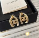 ☑️CHANEL香奈儿双c满钻镂空半圆耳钉耳环