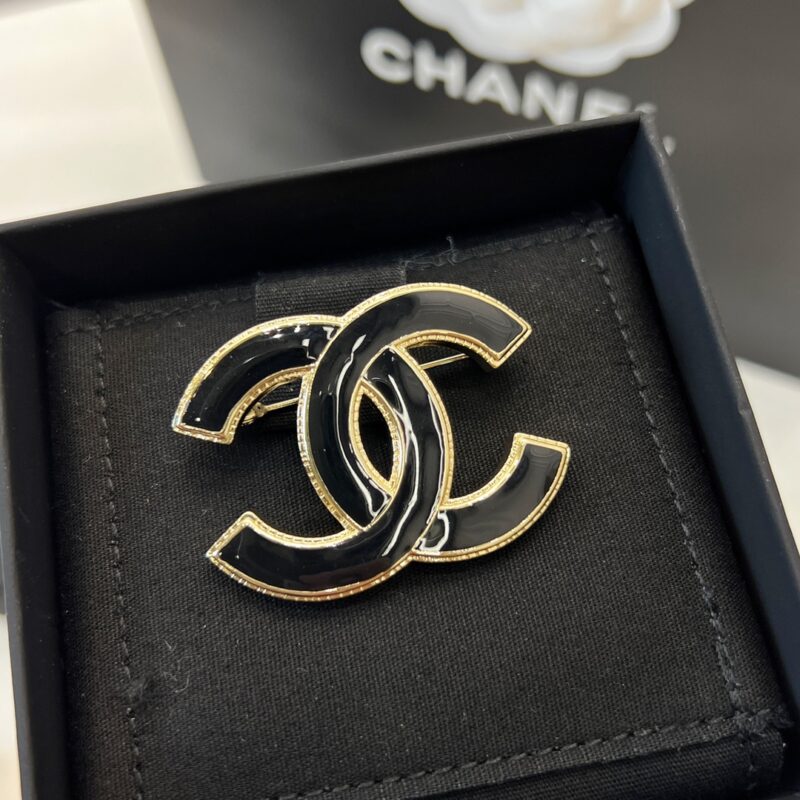 ☑️CHANEL香奈儿双c 珐琅滴油黑白胸针 - Image 8