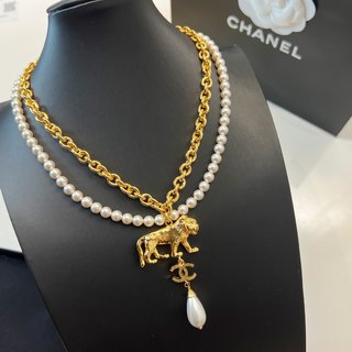 ☑️CHANEL香奈儿双c珍珠狮子🦁项链