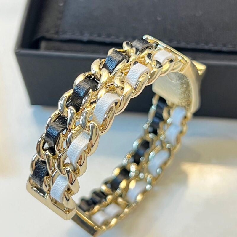 ☑️CHANEL香奈儿双c黑白皮绳开口手镯 - Image 9