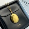 Celine赛琳金色椭圆双面镜子项链