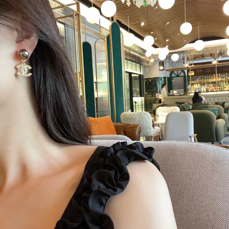 ☑️CHANEL香奈儿双c黑色珍珠耳钉耳环 - Image 6