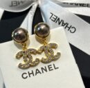 ☑️CHANEL香奈儿双c黑色珍珠耳钉耳环